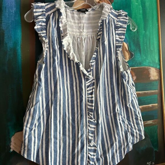 Mexx Light Blue and White Striped Top M - Picture 3 of 16